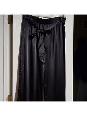 NWT Black Satin Wide Leg Pants Women's 2XL